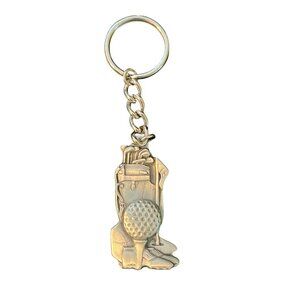 Vintage 1994 GAP Fine Pewter Keychain Golf Bag Balls Clubs Engraved Adam 4.5"